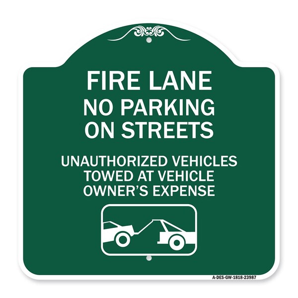 Fire Lanes No Parking on Streets Unauthorized Vehicles Towed at Owner Expense, A-DES-GW-1818-23987